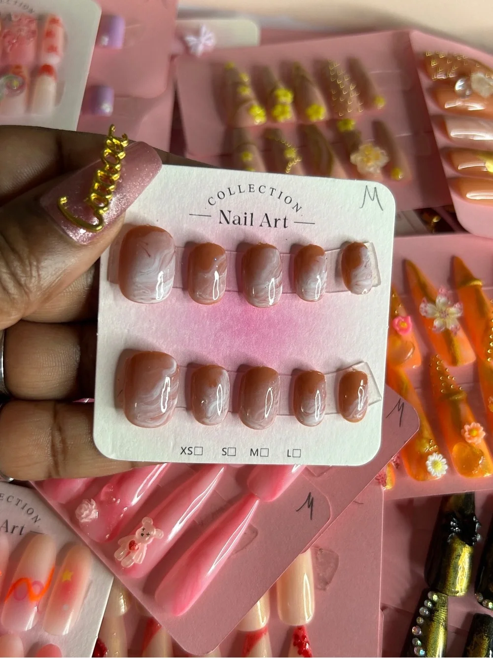 Neutral Mauve Marble Press-On Nail Set